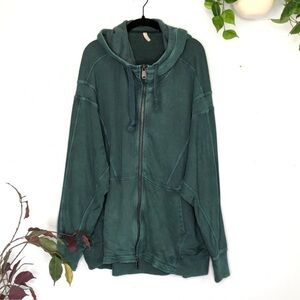 Free People All Your Love Solid Hoodie Zip Up Teal Sweatshirt FP Movement Medium